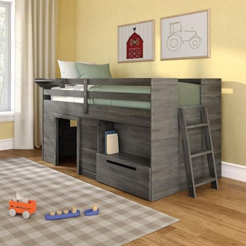 Max & Lily Twin Low Loft Bed with Storage Drawer