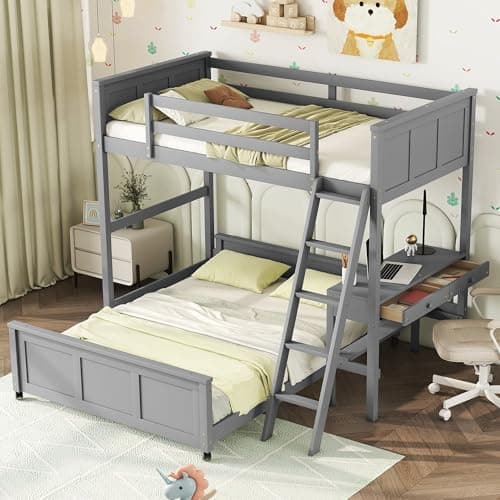 Harper & Bright Designs Twin Over Full Bunk Bed with Desk