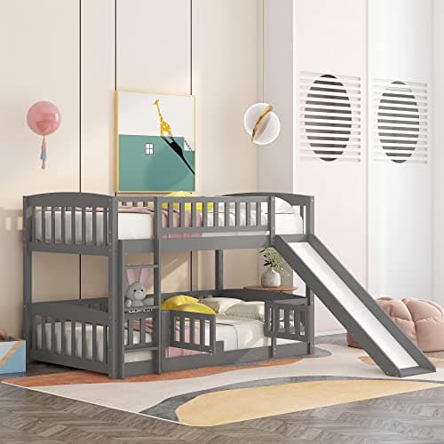 Merax Twin Over Twin Bunk Bed With Convertible Slide and Ladder