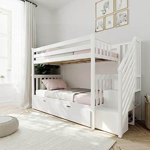Max & Lily Twin Over Twin Bunk Bed With Stairs & Trundle