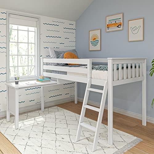 Max & Lily Twin Low Loft Bed with Pull-Out Desk