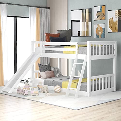 Bellemave Twin Over Twin Bunk Bed With Slide and Ladder