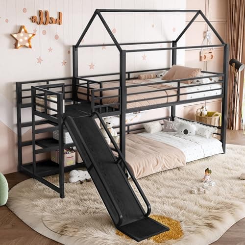 Bellemave Twin Over Twin Bunk Bed With Stairs and Slide